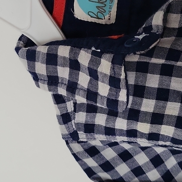 Baby Boden Gingham Check Blue Gray Stars Cotton Snaps Button Down Shirt Sz.3-6mo - Picture 4 of 12